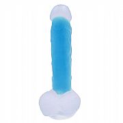 Prótese com Ventosa Florescente Azul - Dildo Gode Dark 19 cm - NV TOYS