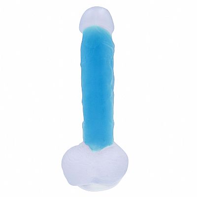 Prótese com Ventosa Florescente Azul - Dildo Gode Dark 19 cm - NV TOYS