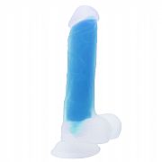 Prótese com Ventosa Florescente Azul - Dildo Gode Dark 25 cm - NV TOYS