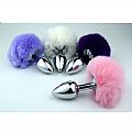 Plug Anal em Aço Pompom de Coelho - Tamanho - M Plug Anal em Aço Pompom de Coelho - Tamanho - M
