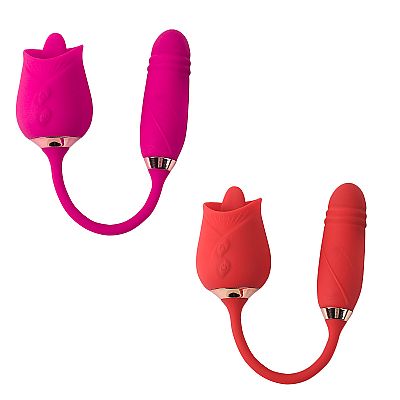 Vibrador de Ponto G e Clitóris com Vai e vem - Formato de Rosa -...