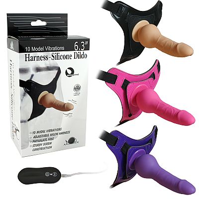 Pênis com Cinta e Vibrador de 10 Velocidades - Puro Silicone Toque...