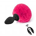 Plug Anal em Silicone - Pompom de Coelho com Vibro e Controle Remoto...