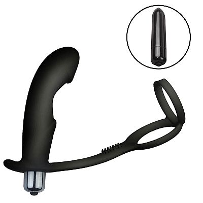 Vibrador de Próstata em Silicone com Anel Duplo / À Pilha - SI