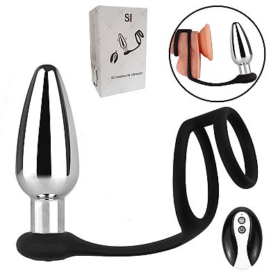Plug para Próstata em Aço com Anel Duplo e controle Remoto - SI