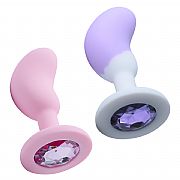 Plug Anal em Silicone com Pedra - Formato de Feijão - 8,2 X 2,7 - SI