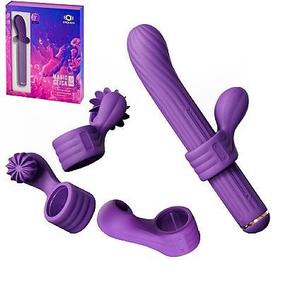 Vibrador de Ponto G com 4 Acessórios Para Clitóris - MAGIC STICK S1...