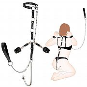 Algema com Coleira e Gancho Anal em Aço - SI