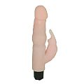 Vibrador Duplo Motor em Cyberskin com Estimulador Coelhinho - BAILE