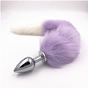 Plug Anal Rabo de Raposa - Roxo e Branco 48 cm